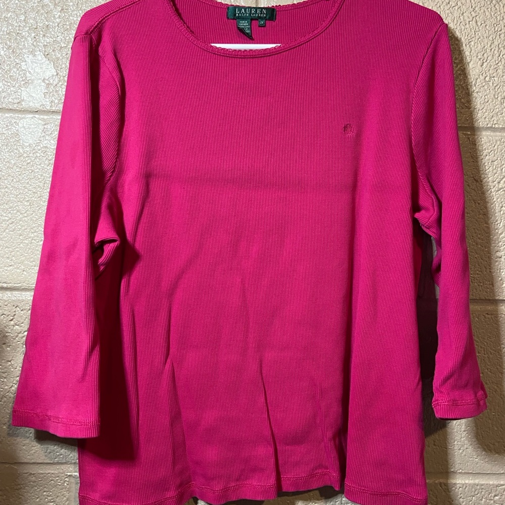 Ralph Lauren pink 3/4 sleeve top size 2x